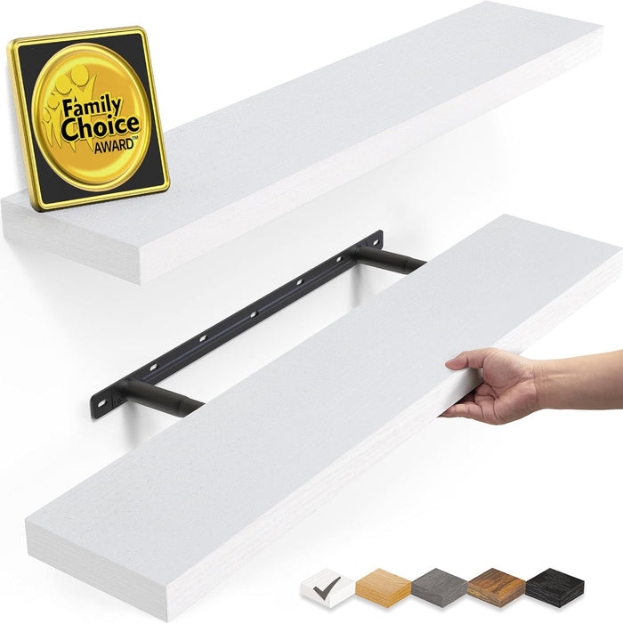 BAYKA White Floating Shelves 22.5in, Set of 2, Wall Mounted for Wall Decor