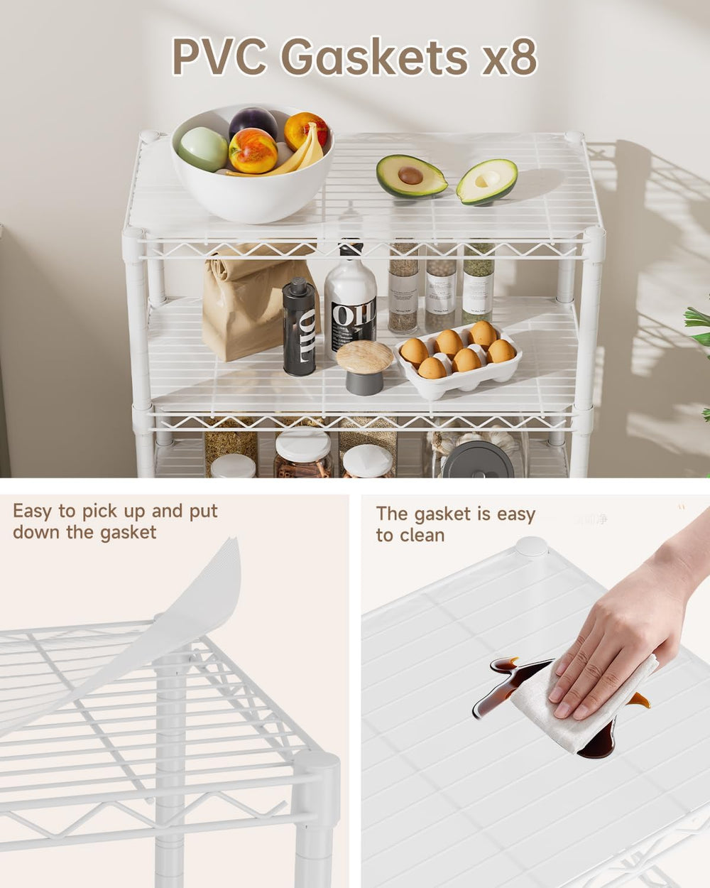 Golpart 8Tier Adjustable Storage Shelves Metal Wire Shelving Standing Shelf