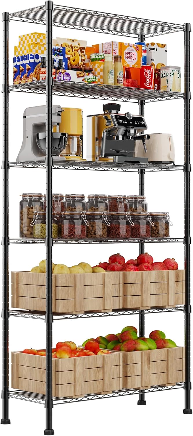 REGILLER 6-Wire Shelving Metal Storage Rack Adjustable Shelves,Standing Stora...