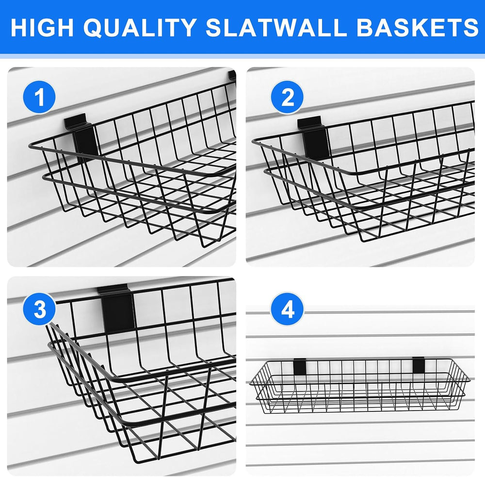 2 Pack Extra Large Slatwall Baskets, 24" x 12" x 4" Slatwall P...