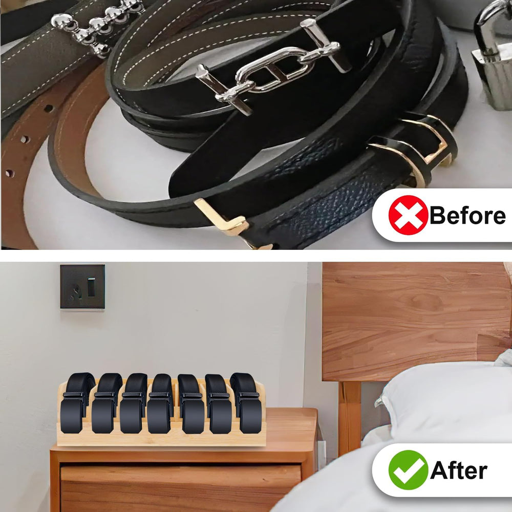 GTI Belt Organizer, 7 Compartments Belt Organizer for Closet and Drawer, Bamb...