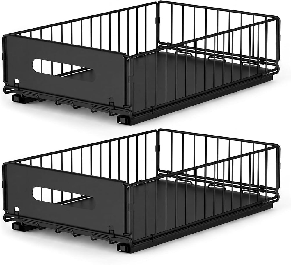 Pull Out Cabinet Organizer, No Drill Slide Out Pantry Drawer 2 Pack