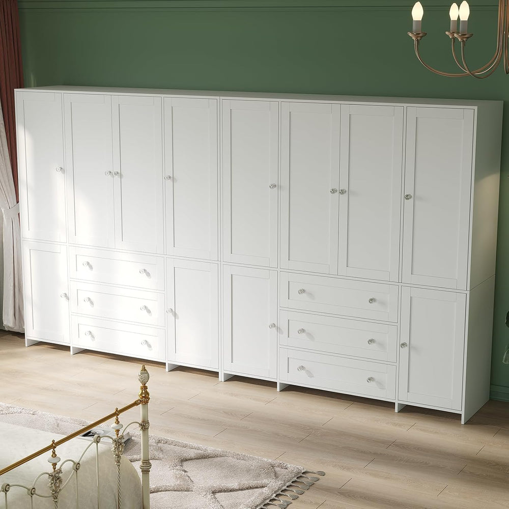 VOWNER 71" Armoire Wardrobe Closet with Drawers and Mirror, 6 Doors