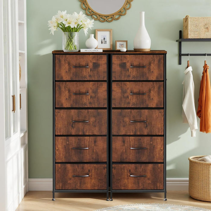 5 Drawers Dresser for Bedroom Fabric Storage Tower with Wooden Top