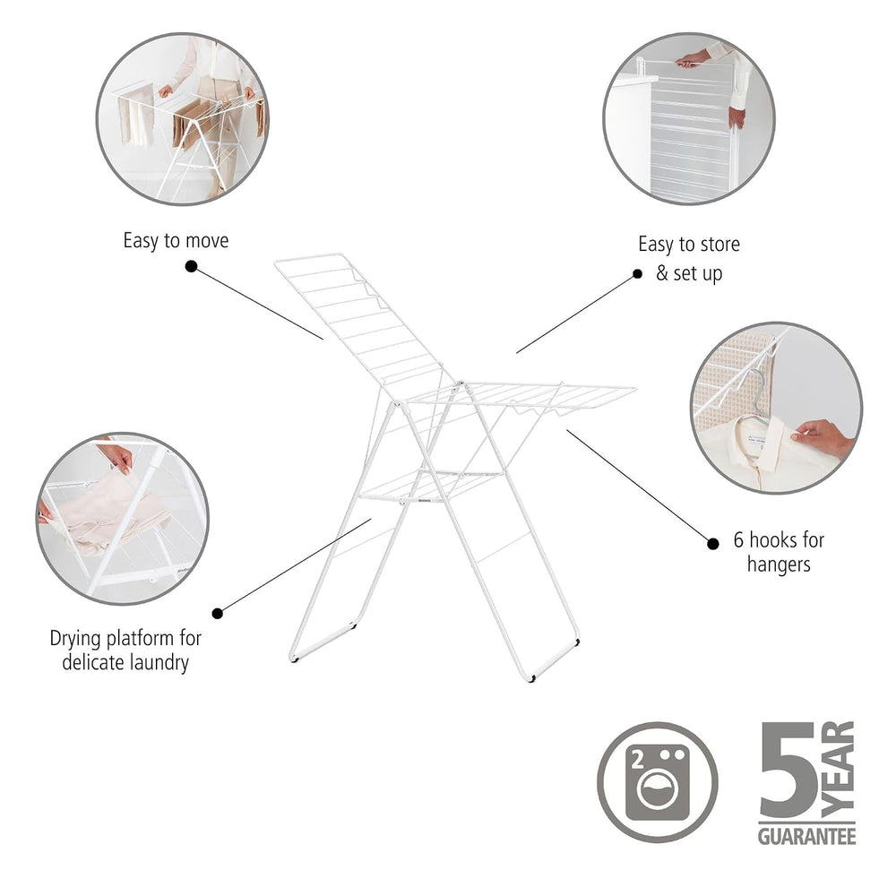 Brabantia HangOn Clothes Drying Rack | 67ft (20m) | White | Large Indoor Clot...
