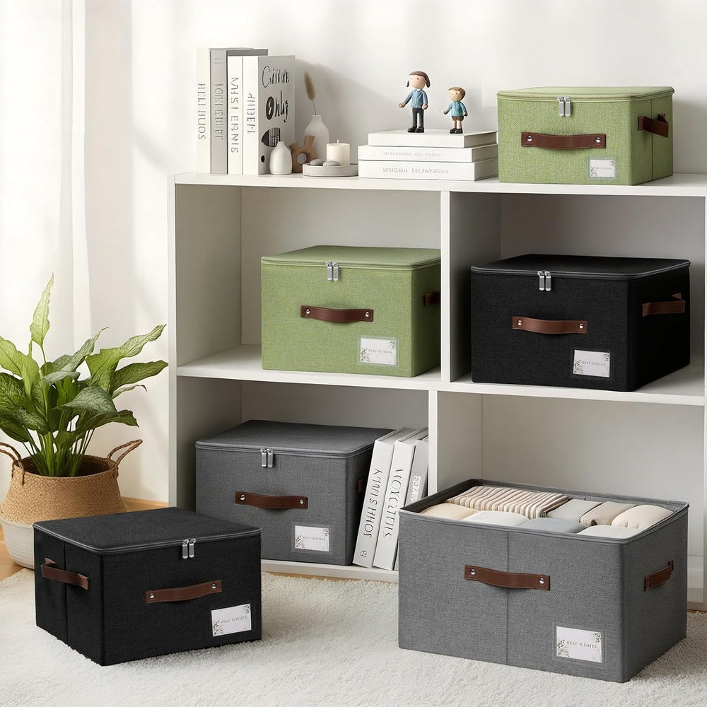 3 Pack Storage Bins with Zipper Lids 17.7"x13.8"x10" Foldable ...