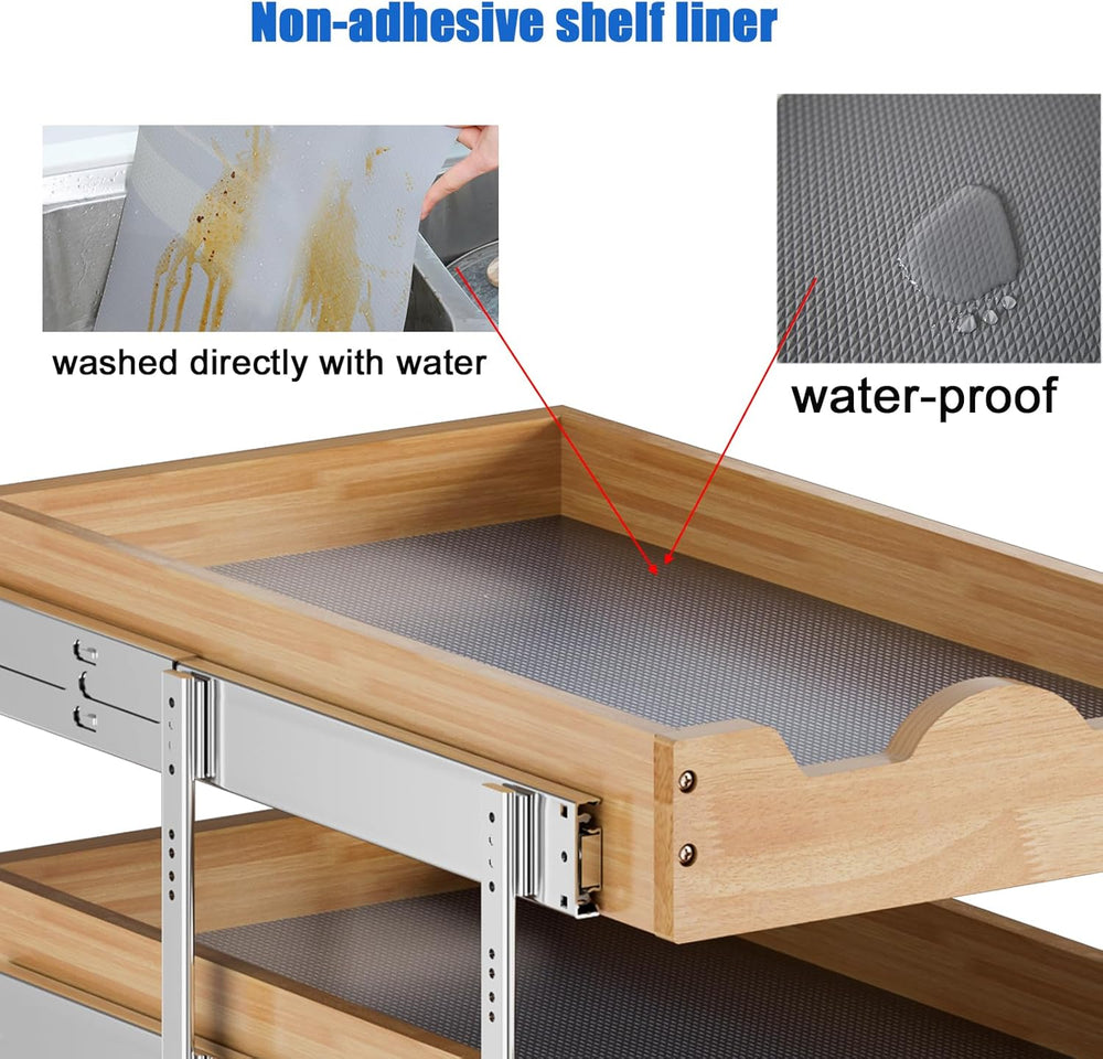 DINDON 3 Tier Pull Out Cabinet Organizer 17”W X21”D Slide Out Shelves With Sh...