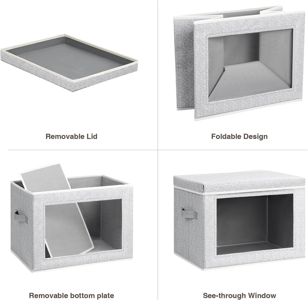Homsorout Fabric Storage Bins with Lids, Large Storage Cubes with Window, Fab...