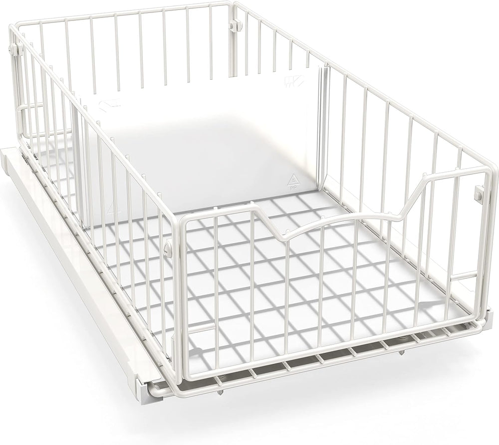Simple Houseware Pull-Out Cabinet Sliding Basket, 17.2Dx9.7Wx5H, White