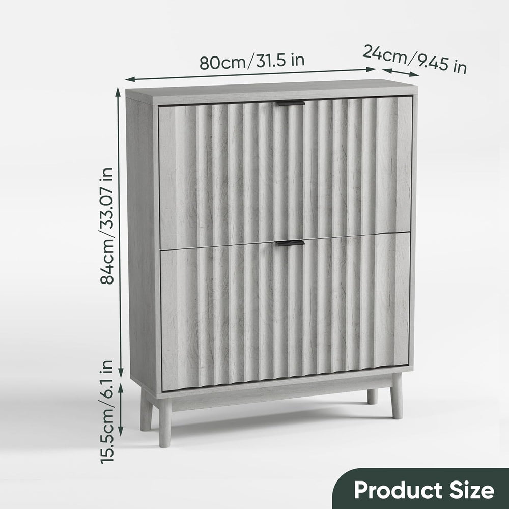 Smart FENDEE 31.5''W Shoe Cabinet for Entryway with 2 Flip Drawers, N...
