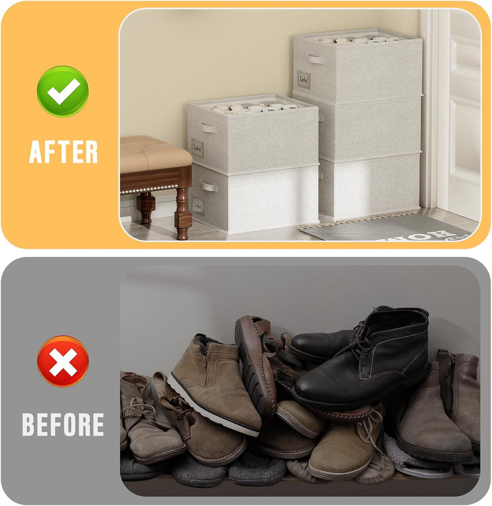 FHSQX 4 Pack Shoe Organizer for Closet,Foldable Shoe Organizer,Fits up to 48 ...