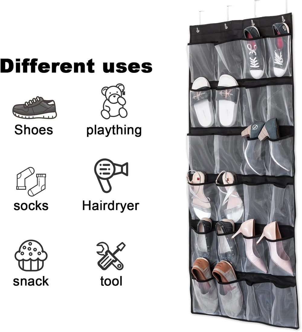 ASelected Hanging Door Organizer 2Pcs 48 Large Mesh Pockets 8 Hooks Hanging S...