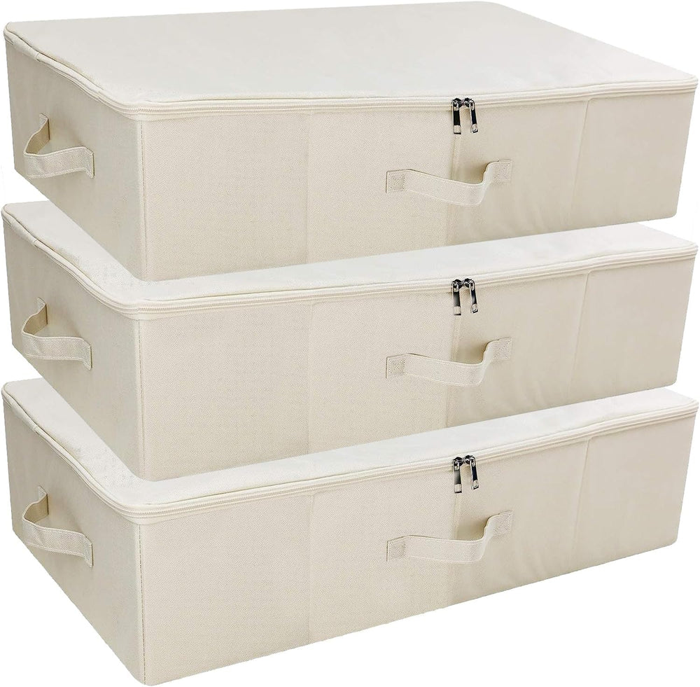 3Pcs 27.5x15.7x7" Collapsible Sturdy Under Bed Storage Bins, Closet Shelves