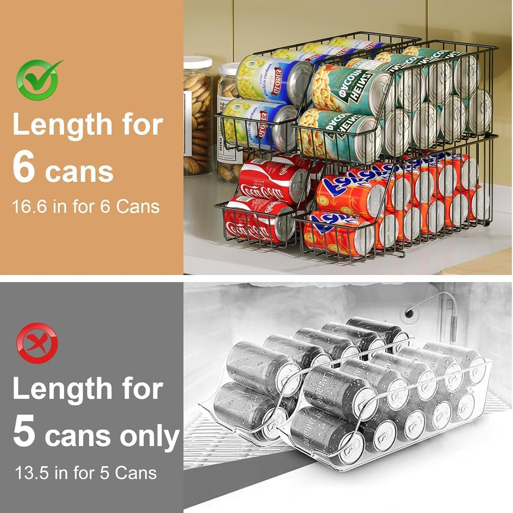 6 Pack Can Storage Organizer for Pantry, Stackble Lengthen Can Holder Rack，Ma...