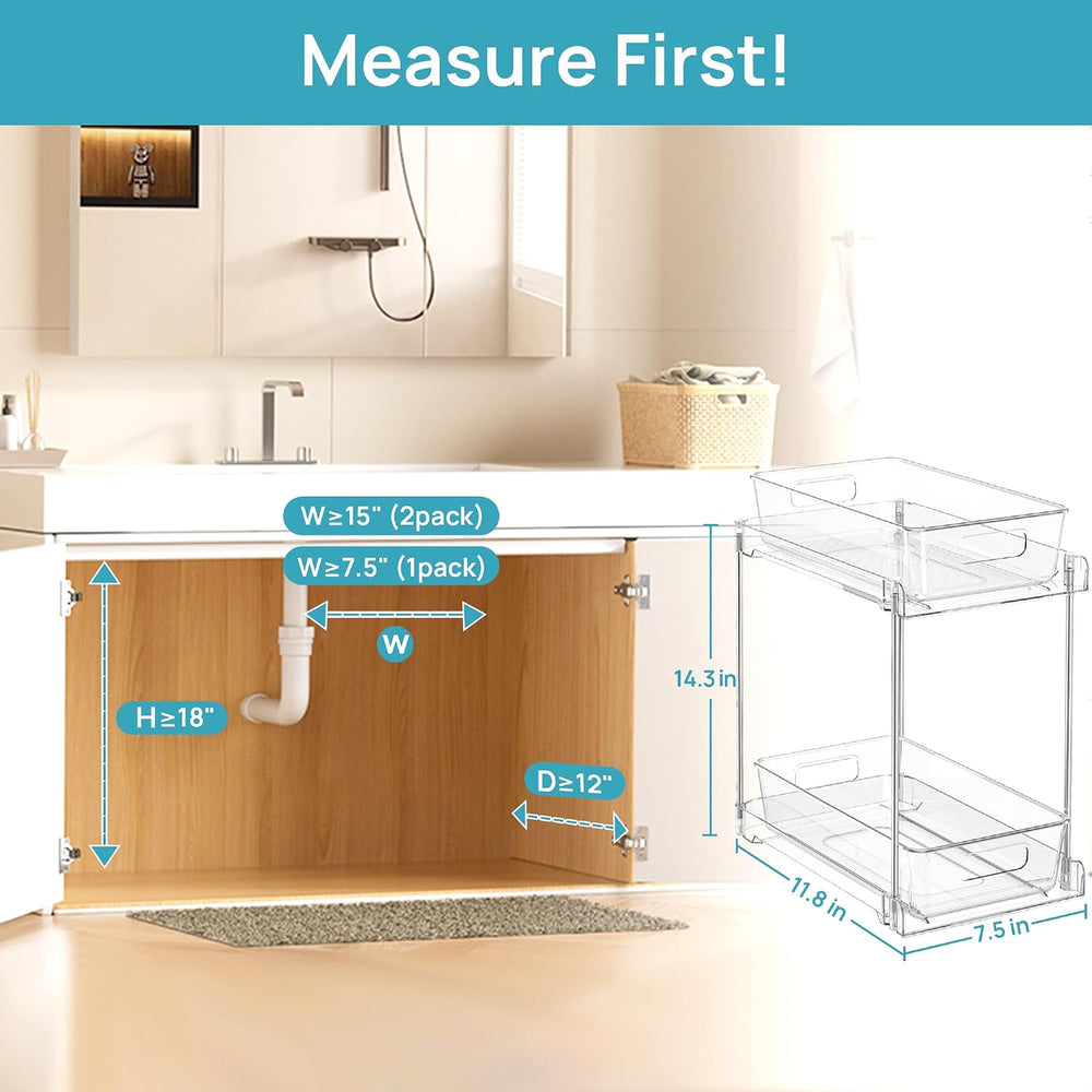 Vtopmart 4 Pack Taller Pull Out Bathroom Under Sink Organizer (S-Higher)