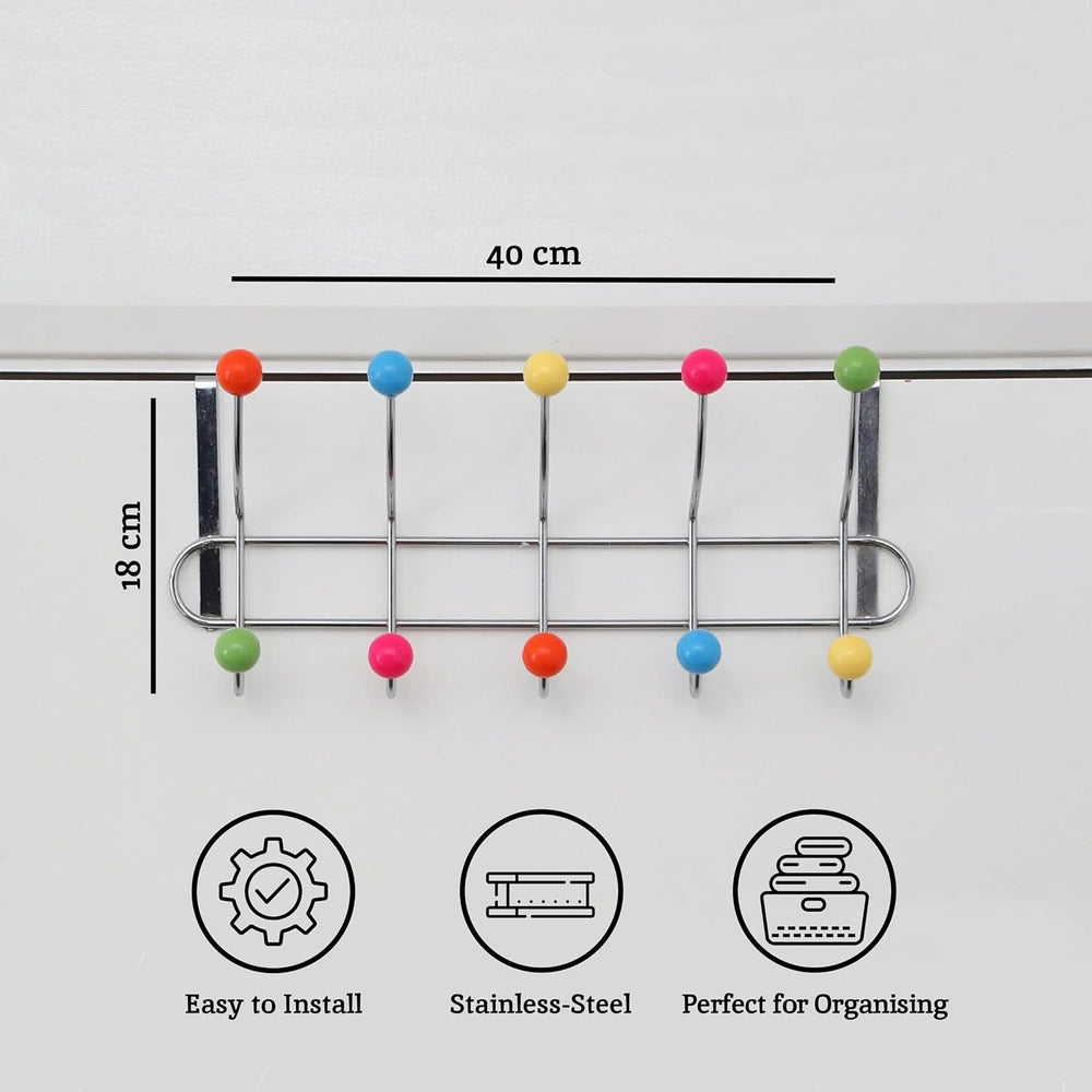 Premier Housewares 10 Hook Over Door Hanger - Multi-Coloured