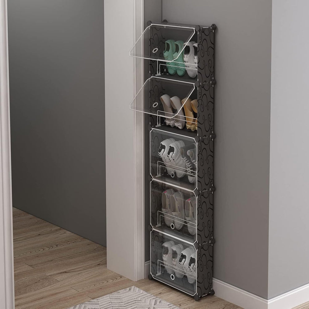 MAGINELS 5-Tier Slim Shoe Rack Organizer, Tall Storage for Closet,Hidden Thin...