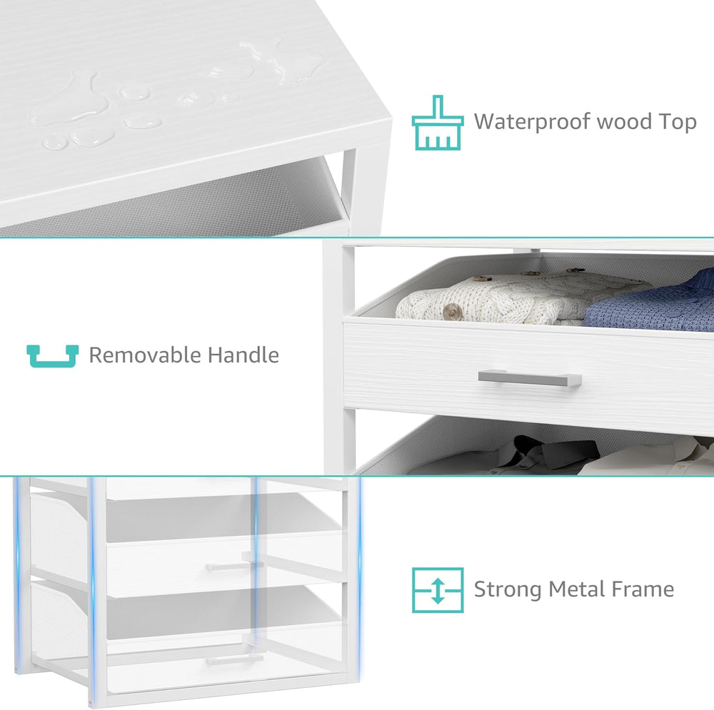 BOLUO Closet Drawers White 3 Drawer Dresser for Closet Organizers and Storage...