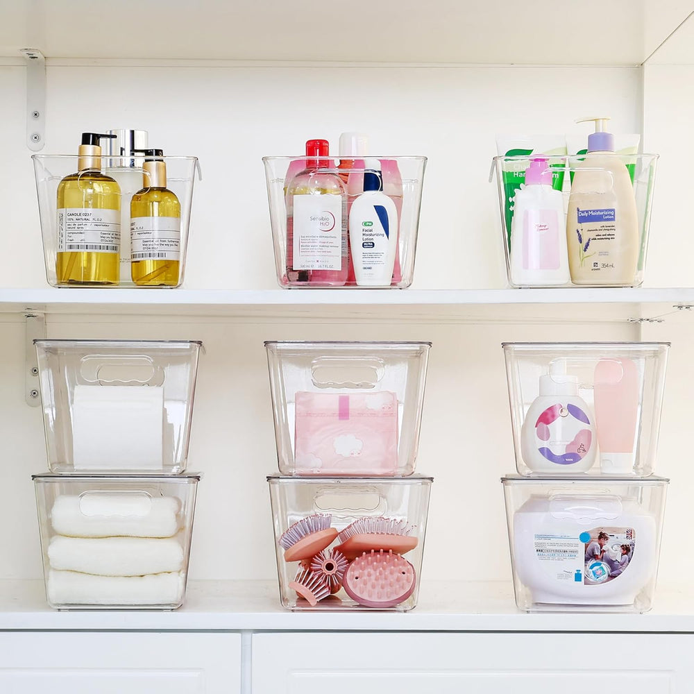 Vtopmart 10 Pack Clear Stackable Storage Bins with Lids and Handles, Large