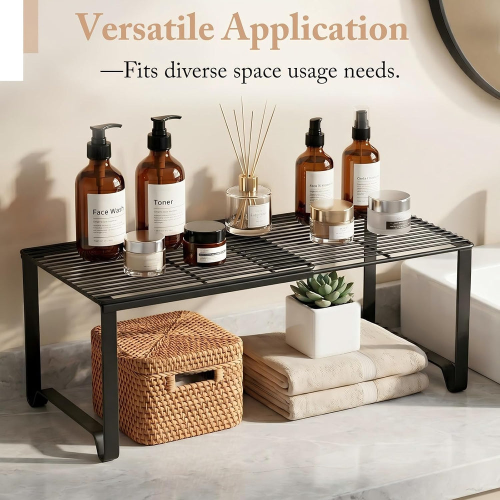 Extendable Metal Wire Shelf Organizer - Adjustable 15-24.4in Length, Stackabl...