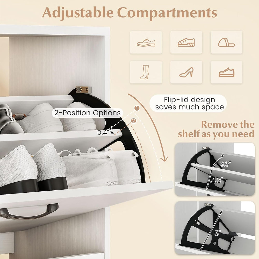 GOFLAME Shoe Storage Cabinet with 3 Flip Drawers, Modern Shoe Rack Organizer ...
