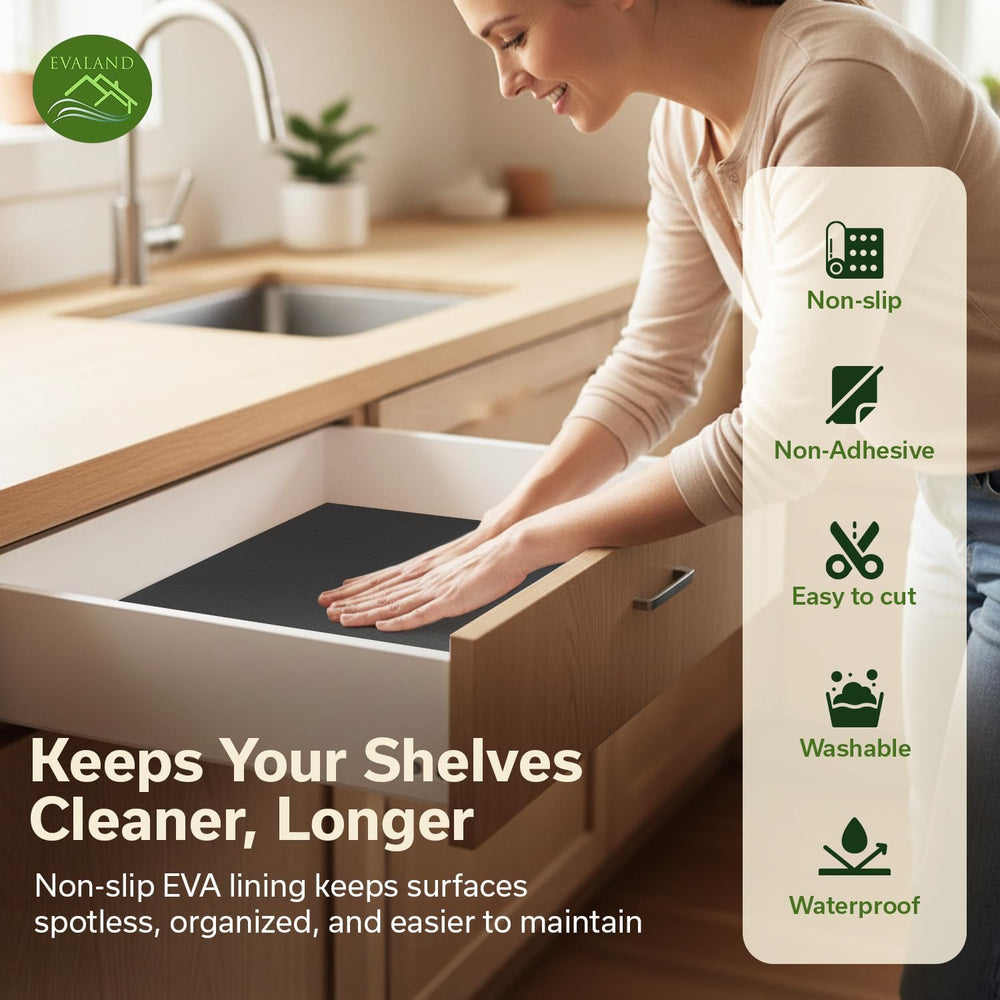 EVALAND Shelf Liner Cabinet Liner Non-Adhesive Drawer Liner 17.7 in x 33 FT