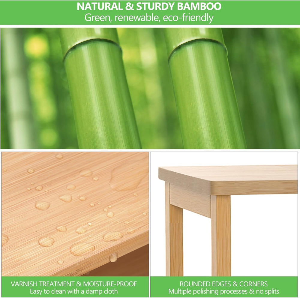 Bamboo Bathroom Storage Cabinet with 2 Doors, Floor Freestanding Cabinet