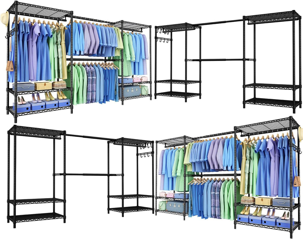 Clothing Rack for Hanging Clothes: Heavy Duty Clothes Rack, 71.5-91" W E...