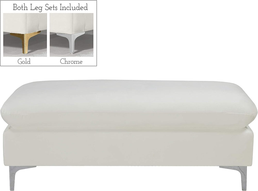 Meridian Furniture 636Cream-Ott Naomi Collection Modern | Contemporary Velvet...