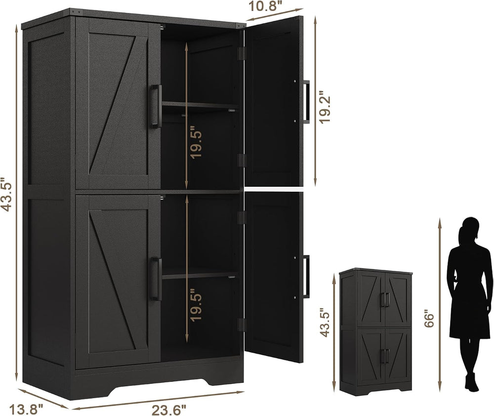 Treocho Farmhouse Bathroom Floor Cabinet with Adjustable Shelves