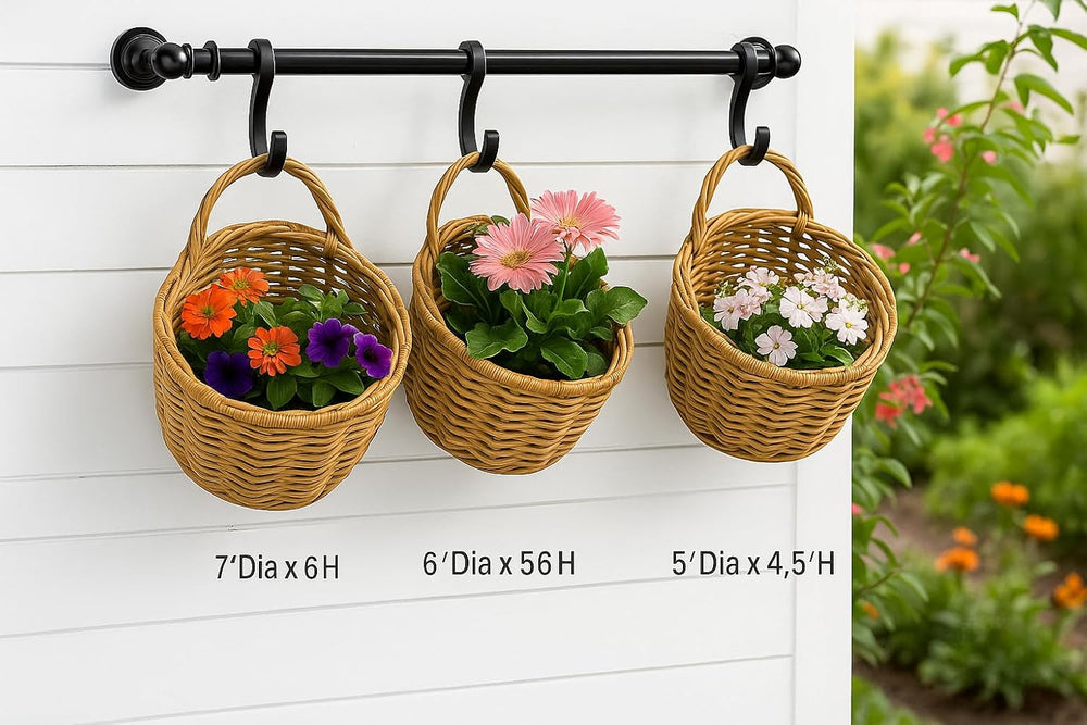Handwoven Hanging Wall Baskets Set of 3 – Natural Rattan-Style Woven Storage ...