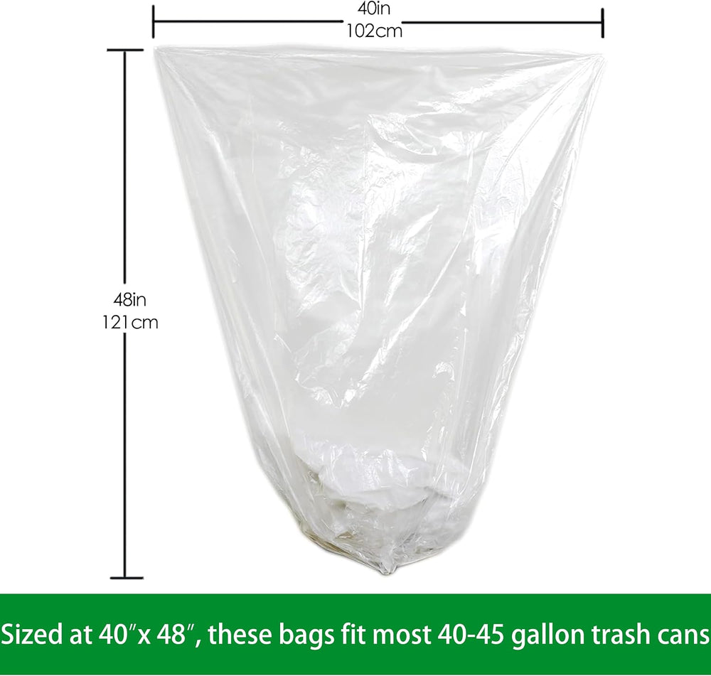 TYPLASTICS 40-45 Gallon Clear Trash Can Liners, 250 count - 40" x 48"