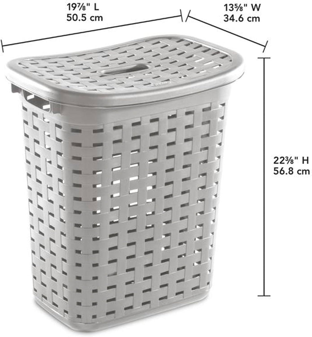 Sterilite Plastic Wicker Style Weave Laundry Hamper, Portable Slim Clothes St...