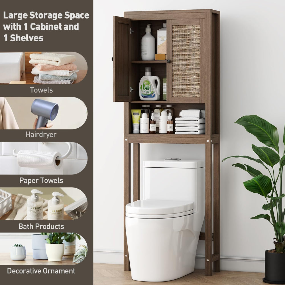 knoworld Rattan Over The Toilet Storage Cabinet, Above Toilet Bathroom Organi...