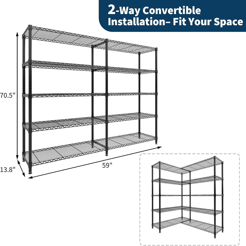 Garvee 5-Tier Storage Shelves 70" H Metal Garage Shelving Unit for Kitchen