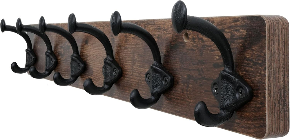 WEBI Rustic Coat Rack Wall Mount,24" Long 6 Cast Iron Coat Hooks Wall Mo...