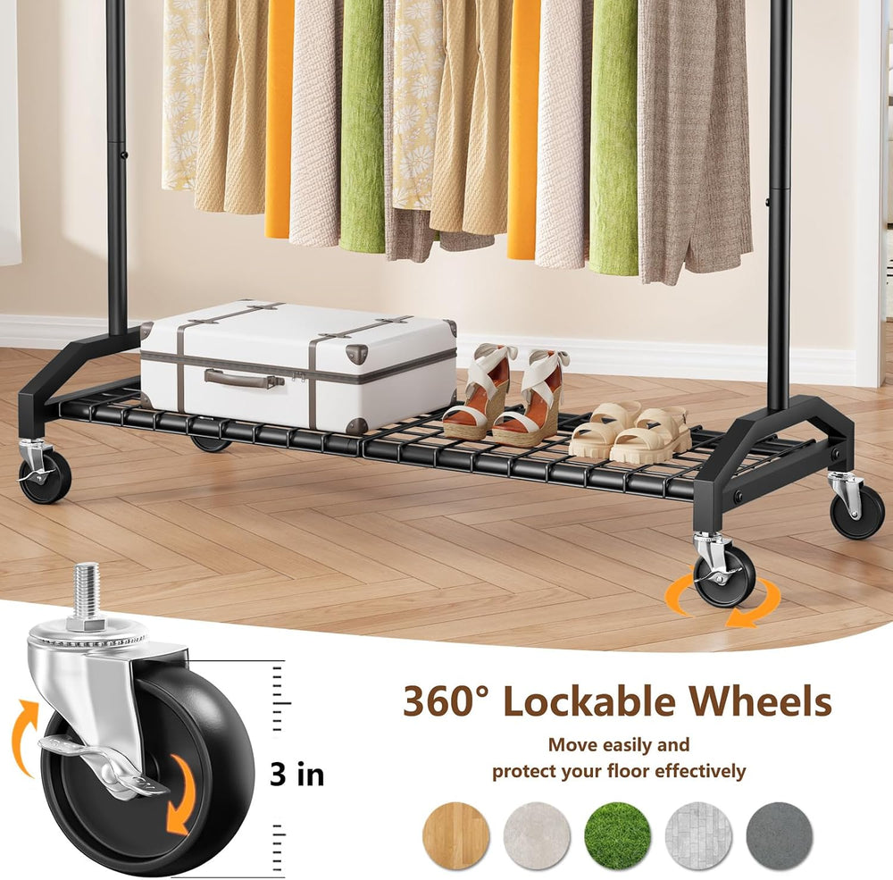 Wiracks Heavy Duty Clothes Rack for Hanging Clothes 350lbs Clothing Rack 3&qu...