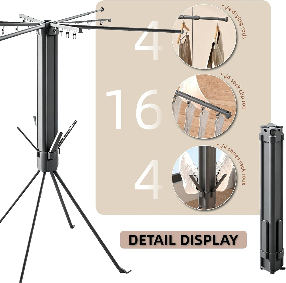 Clothes Drying Rack Foldable, 4-Legged Drying Rack Clothing Floor Standing