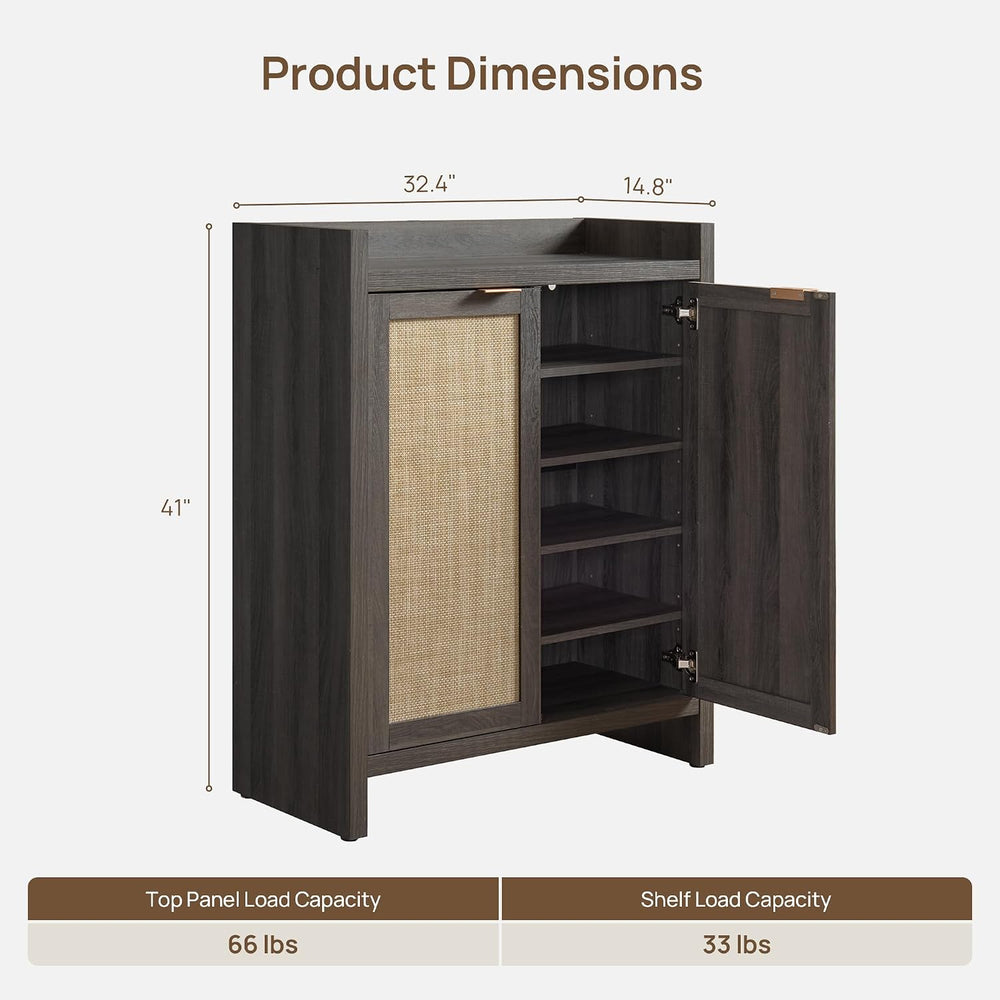 SICOTAS Shoe Storage Cabinet Set of 3, Large Capacity Rattan Shoe Cabinet