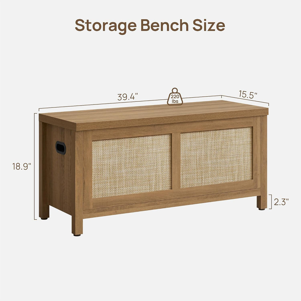 SICOTAS Rattan Storage Chest 39.4" Storage Bench for Bedroom