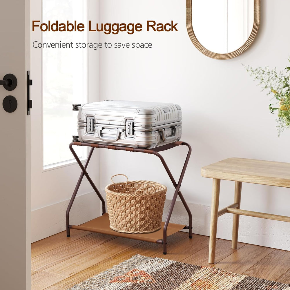 AMHANCIBLE Luggage Rack, Set of 2, Foldable Suitcase Stands for Guest Room