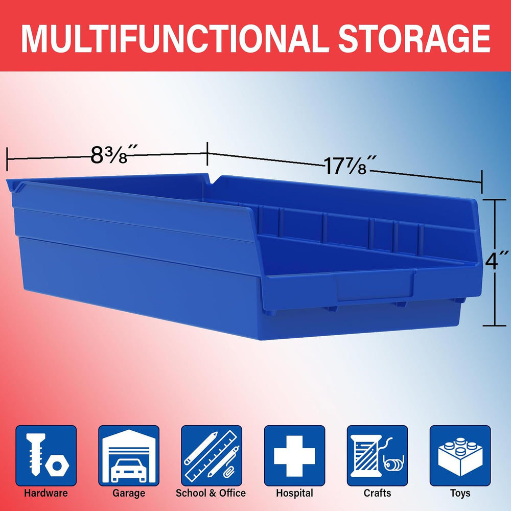 Akro-Mils 30158 Heavy Duty Plastic Shelf Bins, 18"x 8"x 4", Ye...