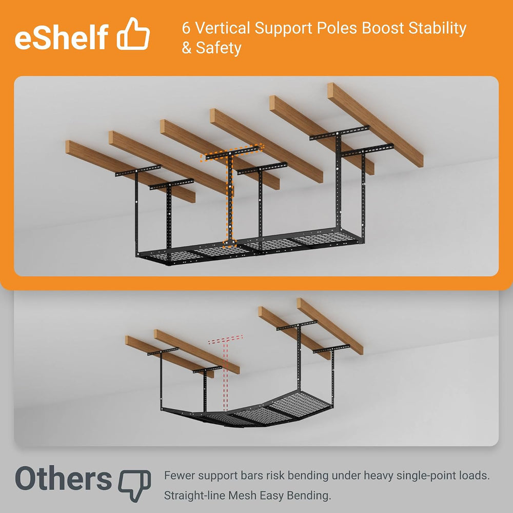2x8ft Overhead Ceiling Garage Storage Rack, 400LBS Capacity, Black