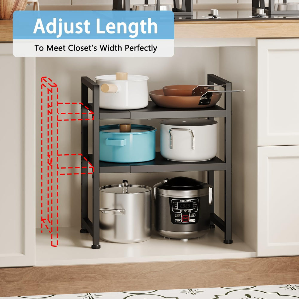 2-Tier Expandable Metal Storage Shelves,150LBS Heavy Duty Shelving Units and ...