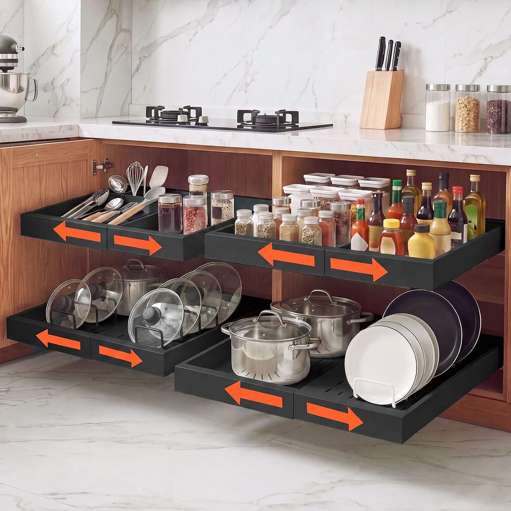 VEVOR Pull Out Cabinet Organizer, 4 Pack Expandable Width (12.2"-18.9&qu...