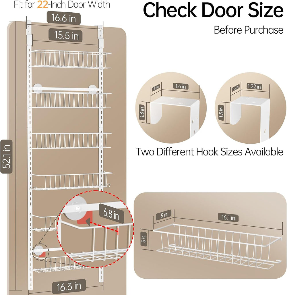Delamu Adjustable Cabinet Door Organizer, 6-Tier Hanging Spice Rack Organizer...