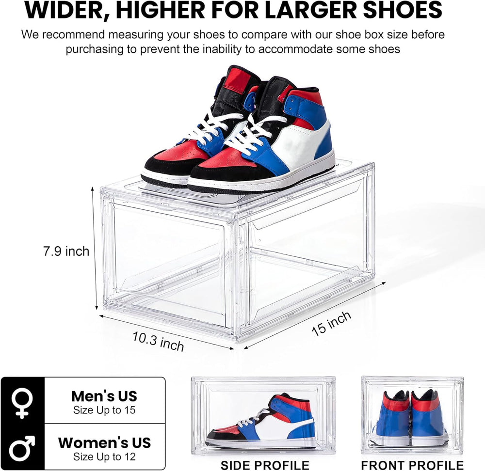 12 Pack Acrylic Shoe Boxes,Clear Plastic Stackable Sneaker Box,Shoe Container...