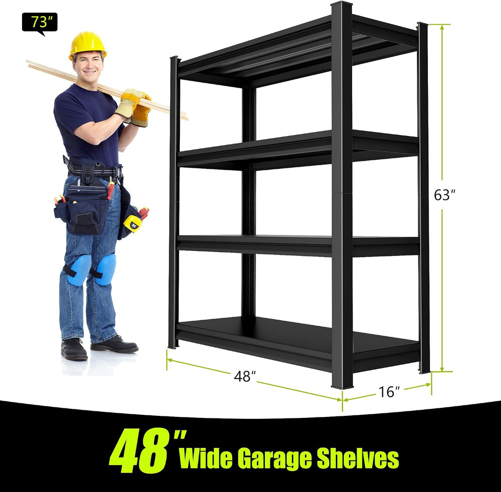48" W Garage Shelving Heavy Duty, 2000 Lbs Loads Garage Storage Shelves ...