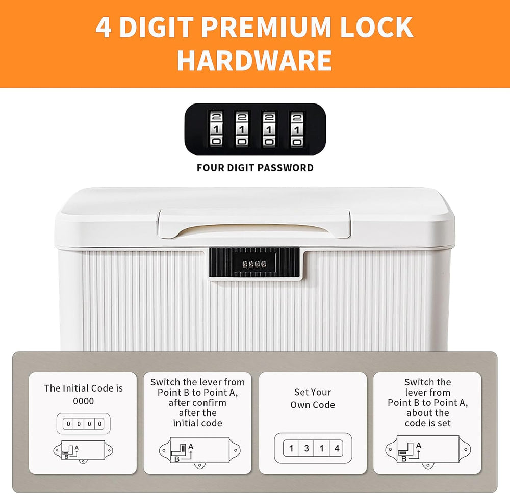 RUIAN Lockable Storage Container Bin, 10 Gallon & 2.3 Gallon (Milk White)