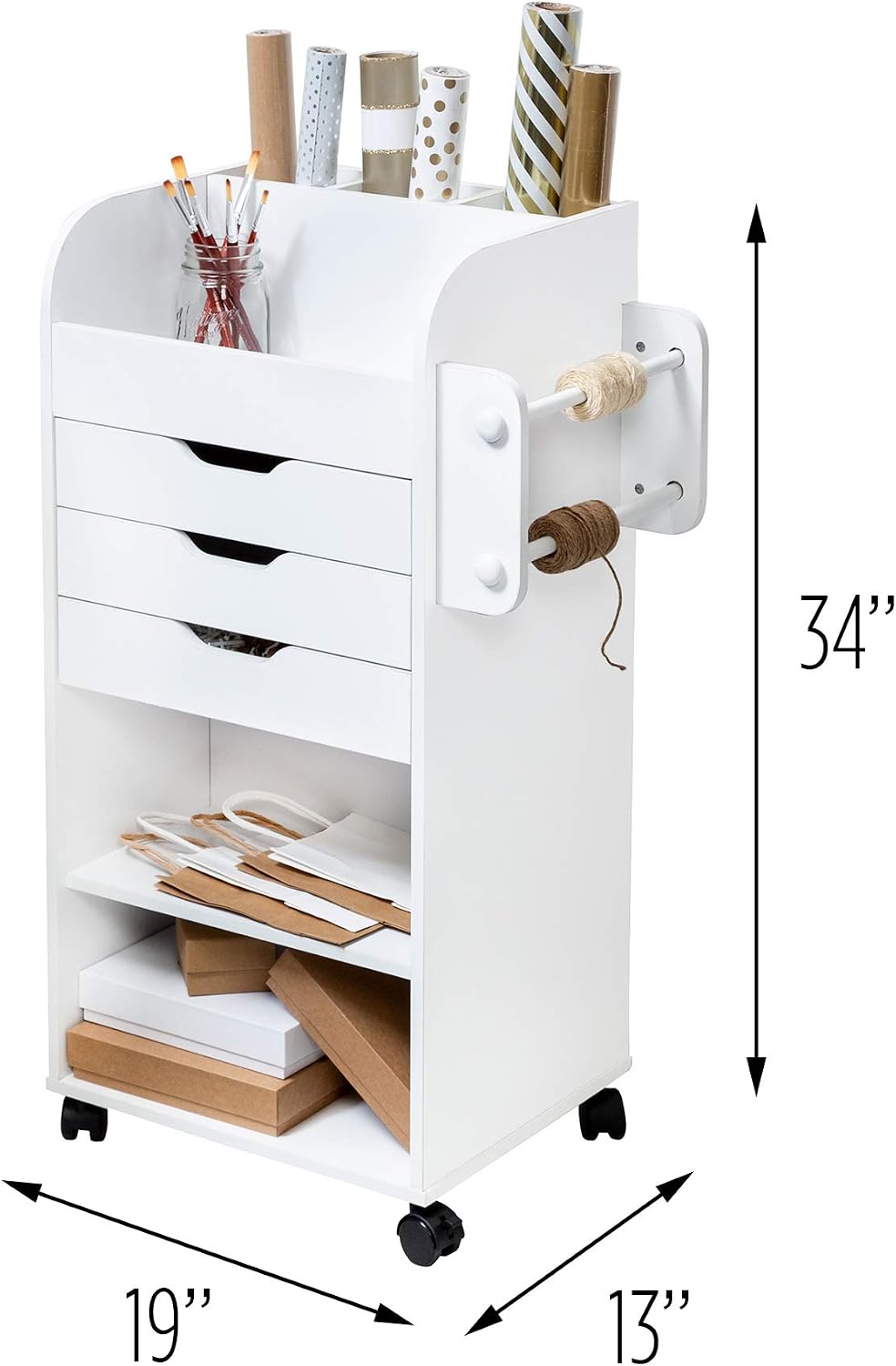 Honey-Can-Do Deluxe Rolling Craft Storage Cart with Locking Wheels | Organize...